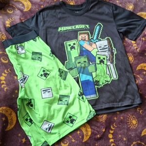 Minecraft Kids Pajama Set - Black and Green